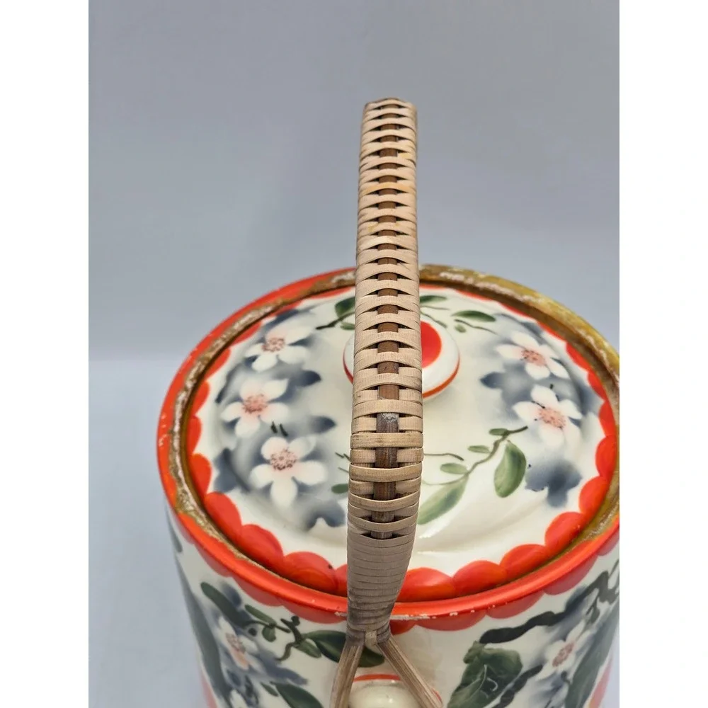 Erphila Cherry Ceramic Ice Bucket Large Multicolor Fair Vintage Rattan